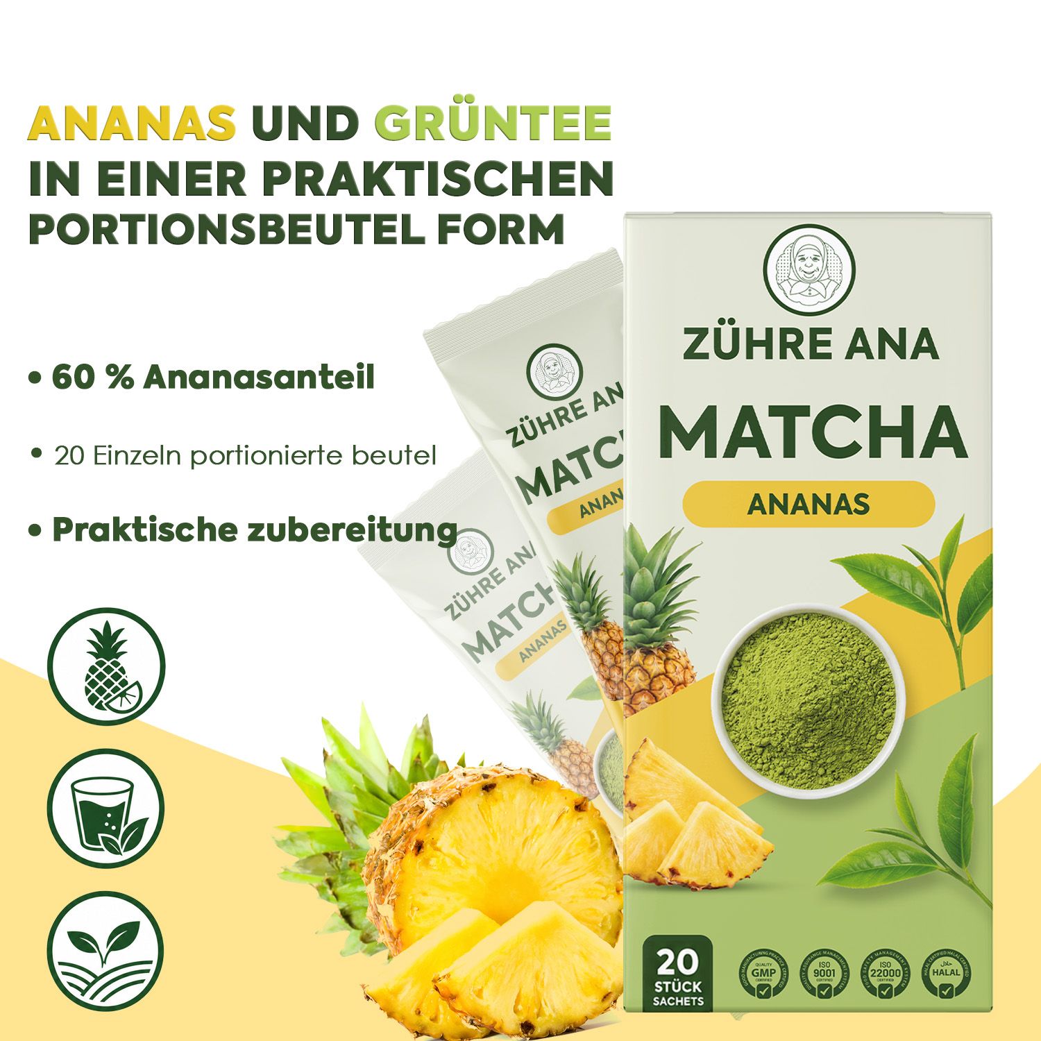 ZÜHRE ANA  Matcha Tee mit Ananasaroma