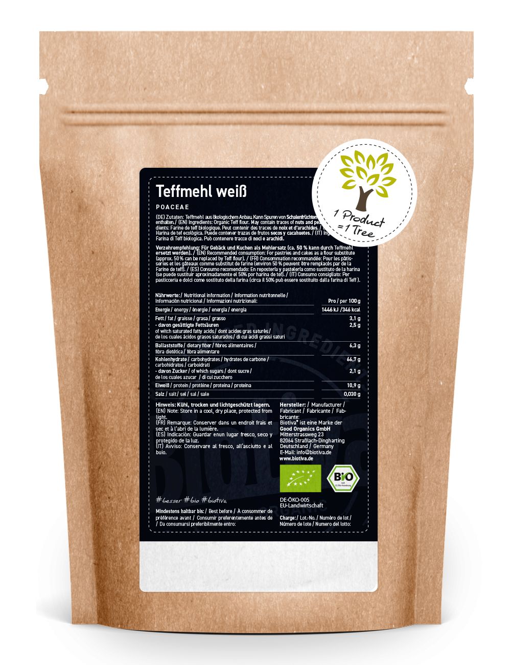 Biotiva Teffmehl weiß Bio