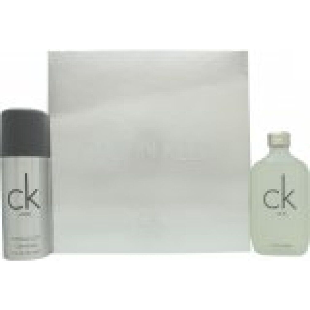 Calvin Klein CK One Set: Deodorant Spray und Eau de Toilette Flasche.