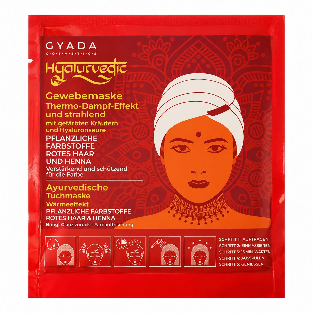 Gyada Hyalurvedic Gewebemaske mit Thermo-Dampf-Effekt und Hyaluronsäure.