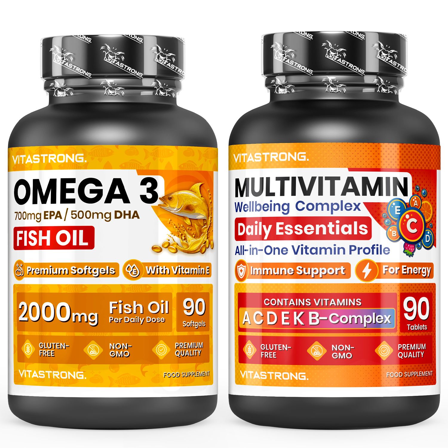 Vitastrong Omega-3 & Multivitamin – Energie, Immunsystem sowie EPA + DHA