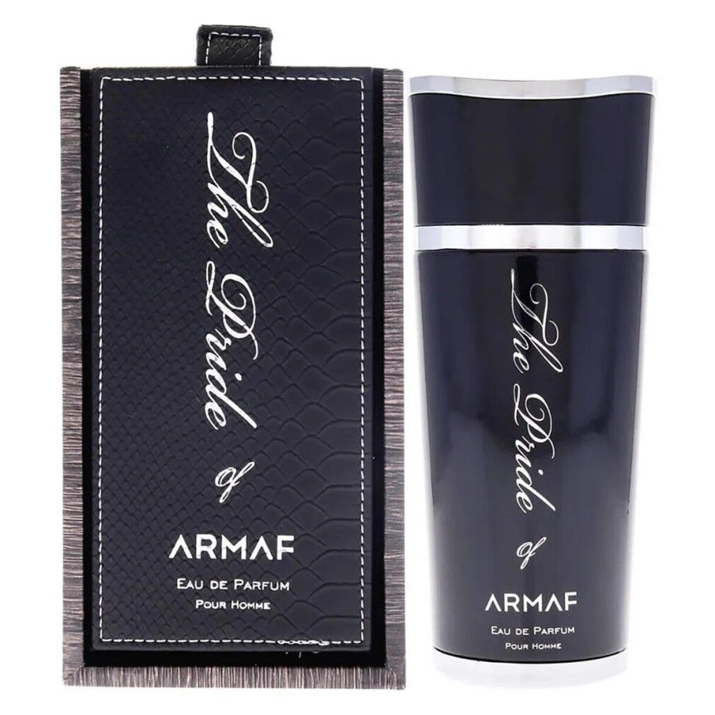 Schwarzer Flakon und Verpackung. Aufschrift: The Pride of Armaf, Eau de Parfum für Herren.