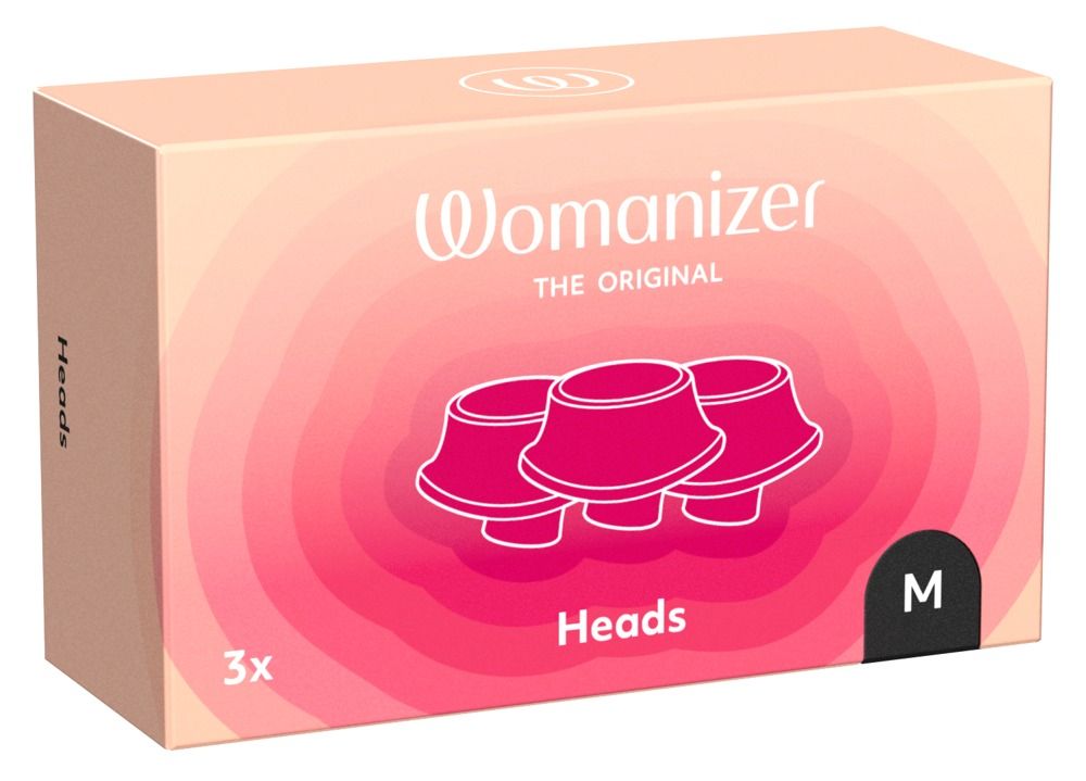 Verpackung für Womanizer Ersatzkappen, Größe M, 3 Stück.