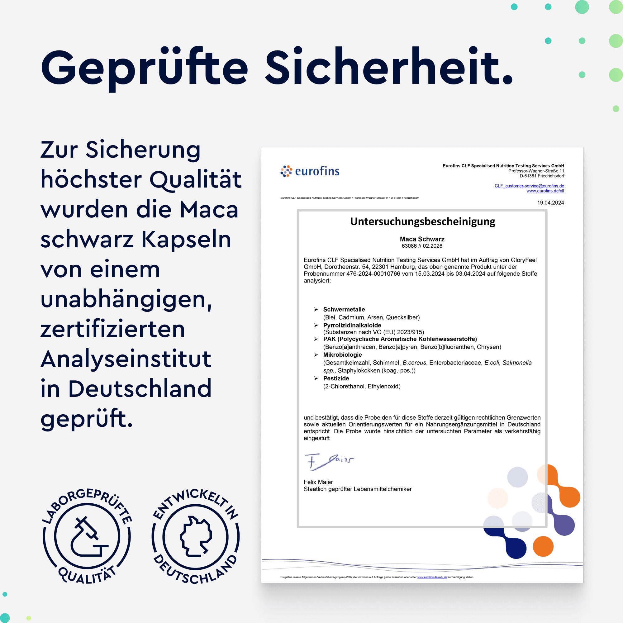 gloryfeel® Schwarzer Maca Extrakt + L-Arginin, Vitamin B6, B12 & Zink