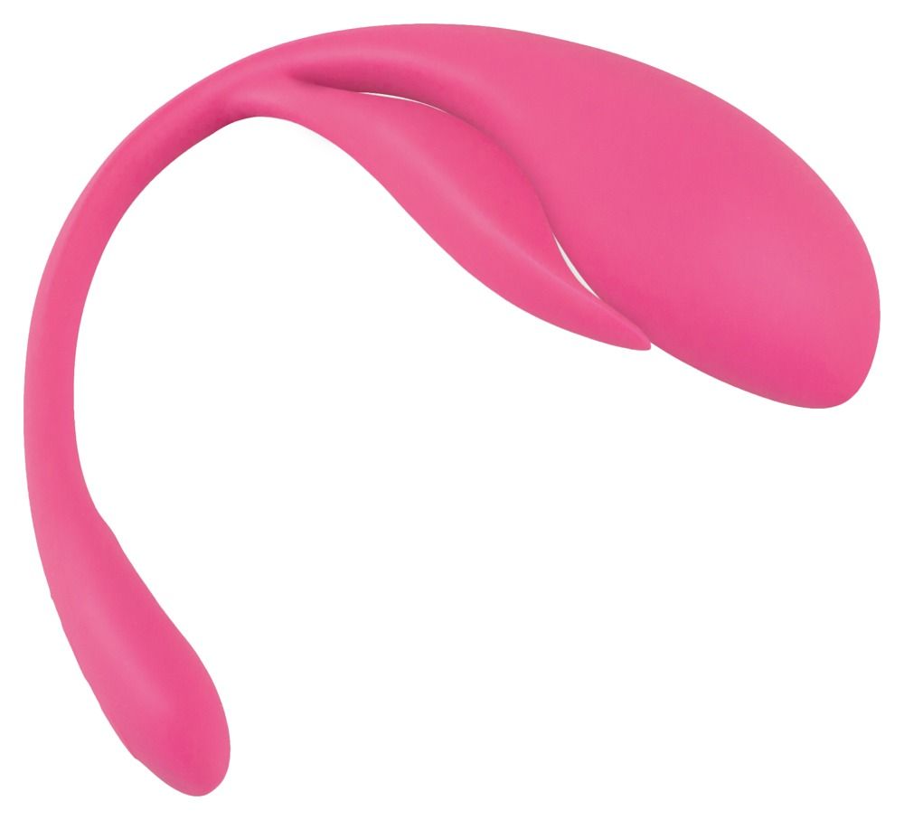 Rosa Wellness-Produkt mit zwei gebogenen Armen und einem zentralen Element. Geschwungene Form, glatte Oberfläche.