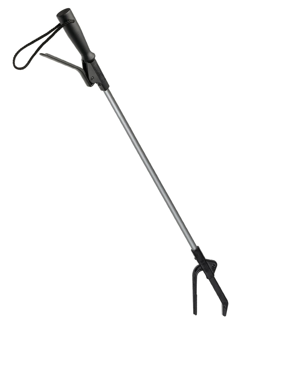 Greifhilfe, Aluminium, schwarz, mit Handschlaufe. Greiffläche.