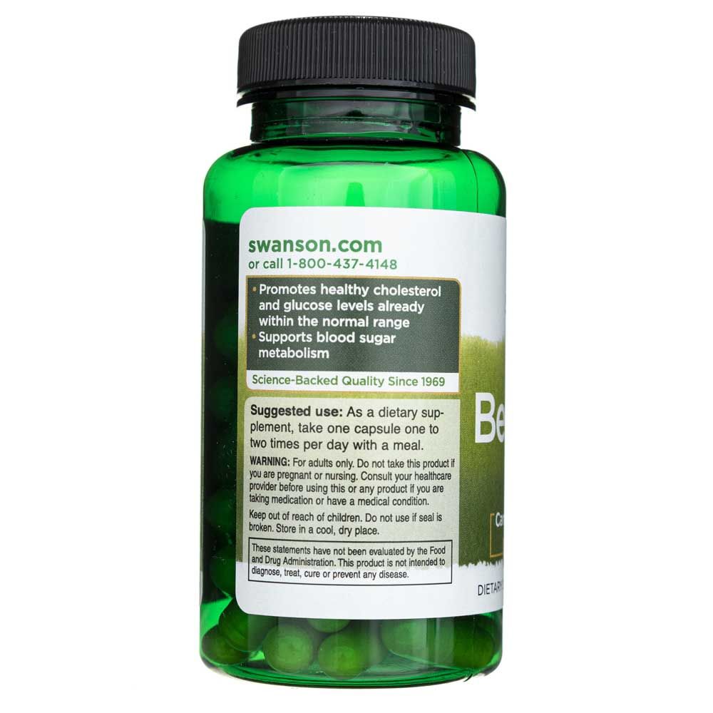 Rückseite der Flasche mit Hinweisen zu Swanson.com, Vorteilen und Anwendung.