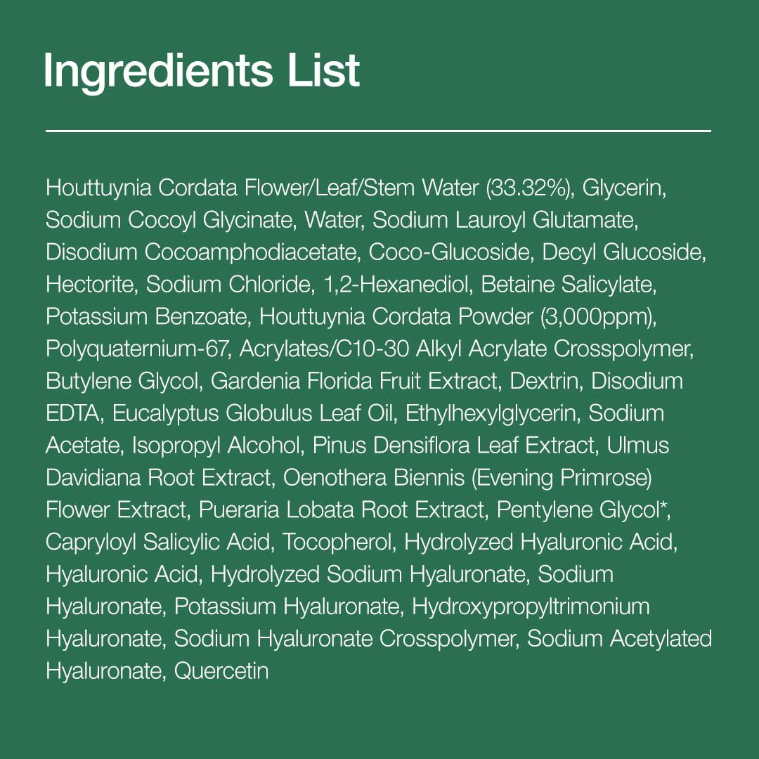 Text: Ingredients List. Auflistung der Inhaltsstoffe des Produkts.