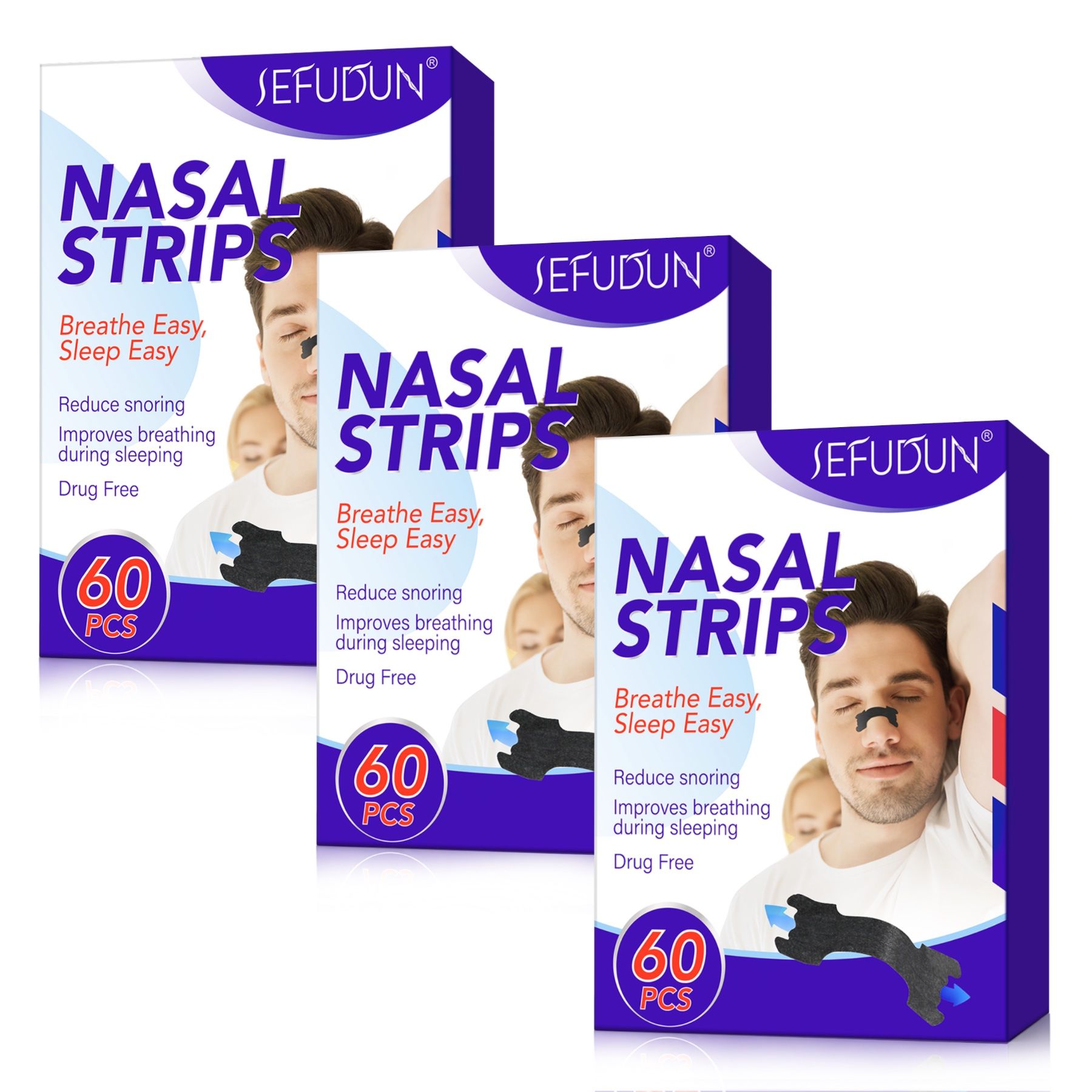 P-beauty Nasenpflaster Strips Nasenspreizer bei Schnarchen Hautfreundlich Schwarz