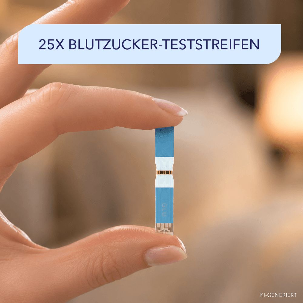 Nahaufnahme einer einzelnen Blutzucker-Teststreifen.