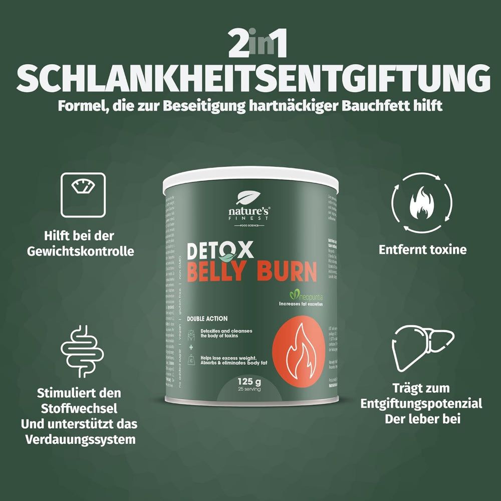Nature's Finest Detox Belly Burn - Ergänzung zum Entgiftung, Abnehmen und Fettverbrenner