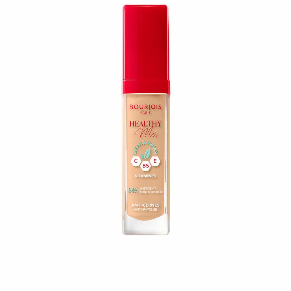 Bourjois Healthy Mix Concealer. Flasche mit rotem Deckel. Aufschrift: Healthy Mix, Vitamines. Farbton: 51-Light Vanilla. Anti-Cernes.