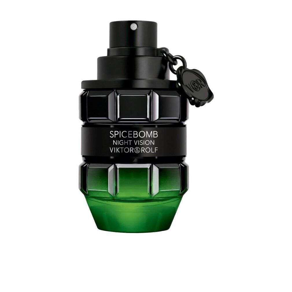 Grüne und schwarze Flasche. Aufschrift: Spicebomb Night Vision Viktor & Rolf. Mit Kette.
