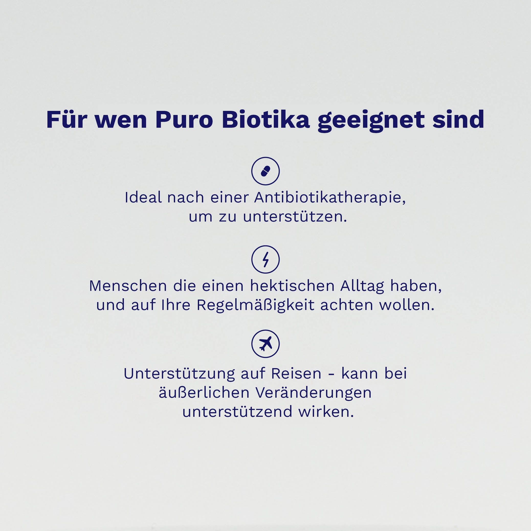 Nahaufnahme eines Etiketts mit Informationen zu "Puro Biotika", 7 Bakterienstämmen, 129 Milliarden KbE.