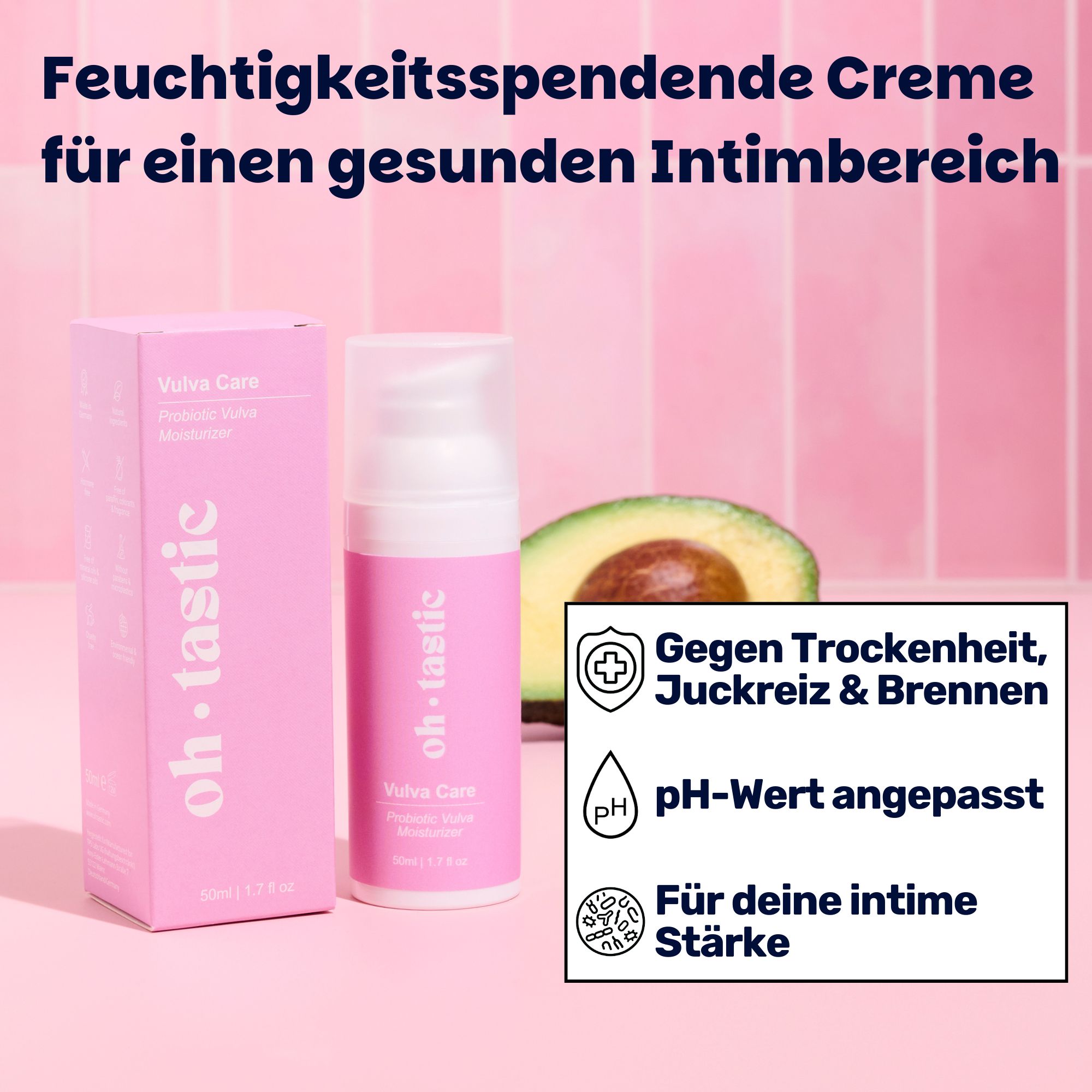 ohtastic Natürliche Vaginal Creme gegen Scheidentrockenheit, Juckreiz & Irritationen