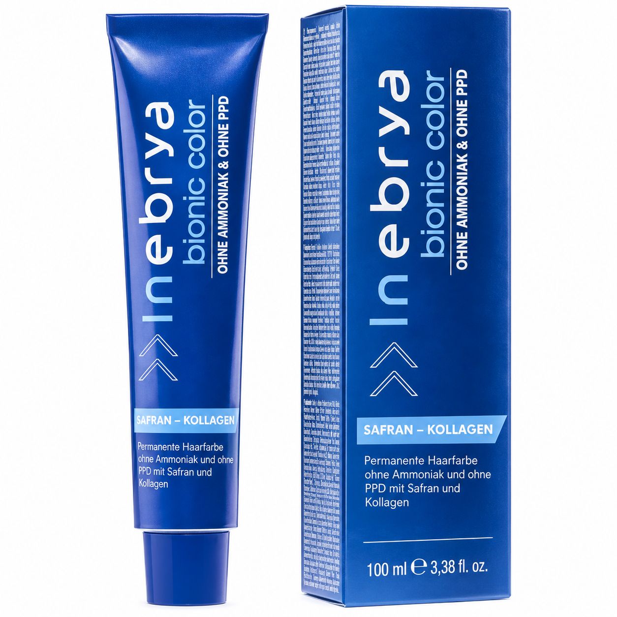 Inebrya Bionic Color permanente Haarfarbe, 100ml Tube und Karton.