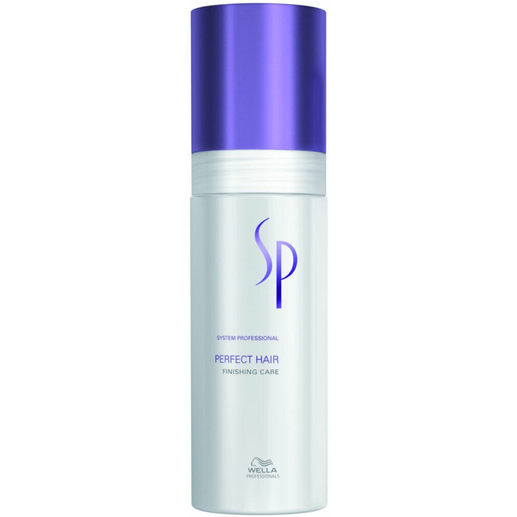 Weiße Flasche mit lila Deckel. Aufschrift: SP, PERFECT HAIR. Wella-Logo.