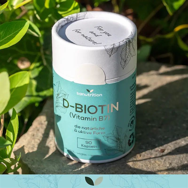 Sanutrition D-Biotin (Vitamin B7) Kapseldose, 90 Kapseln, natürliche & aktive Form.