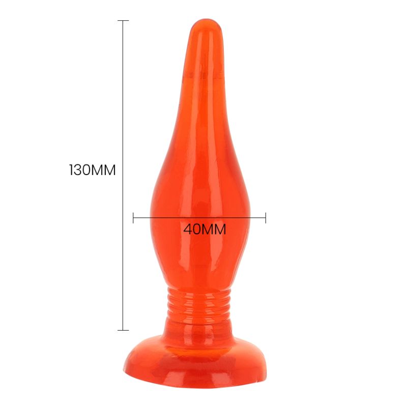 Orangefarbener Analplug mit Maßen 130mm Länge und 40mm Breite.