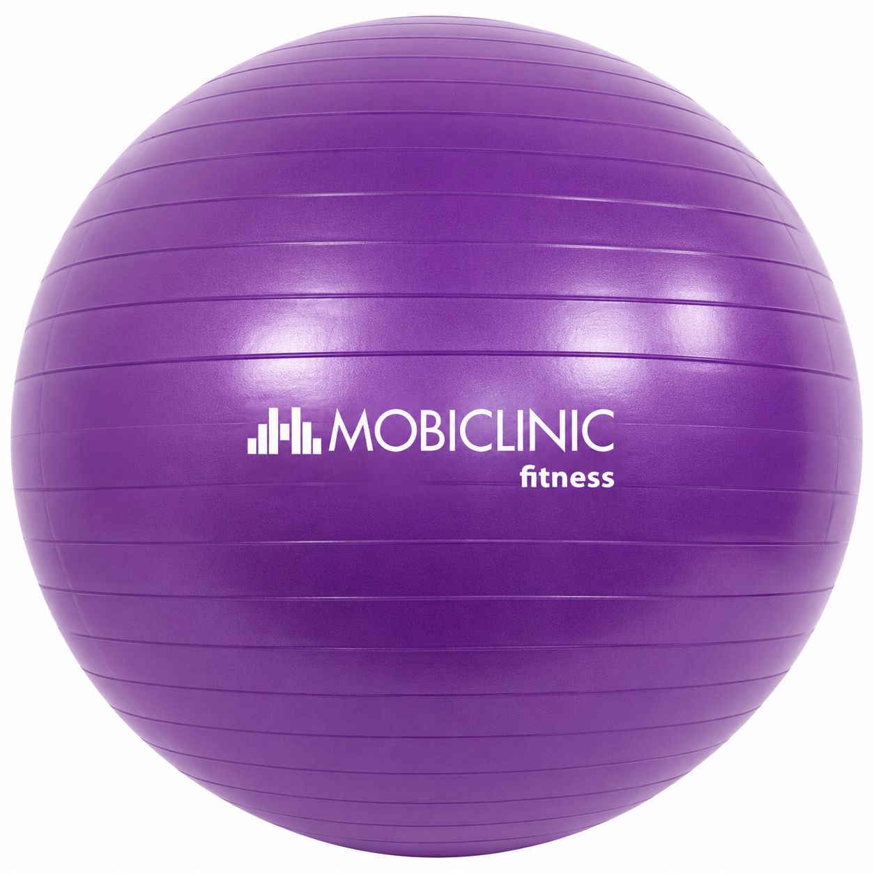 Lila Gymnastikball mit Aufdruck 'MOBICLINIC fitness', 58 cm Durchmesser.