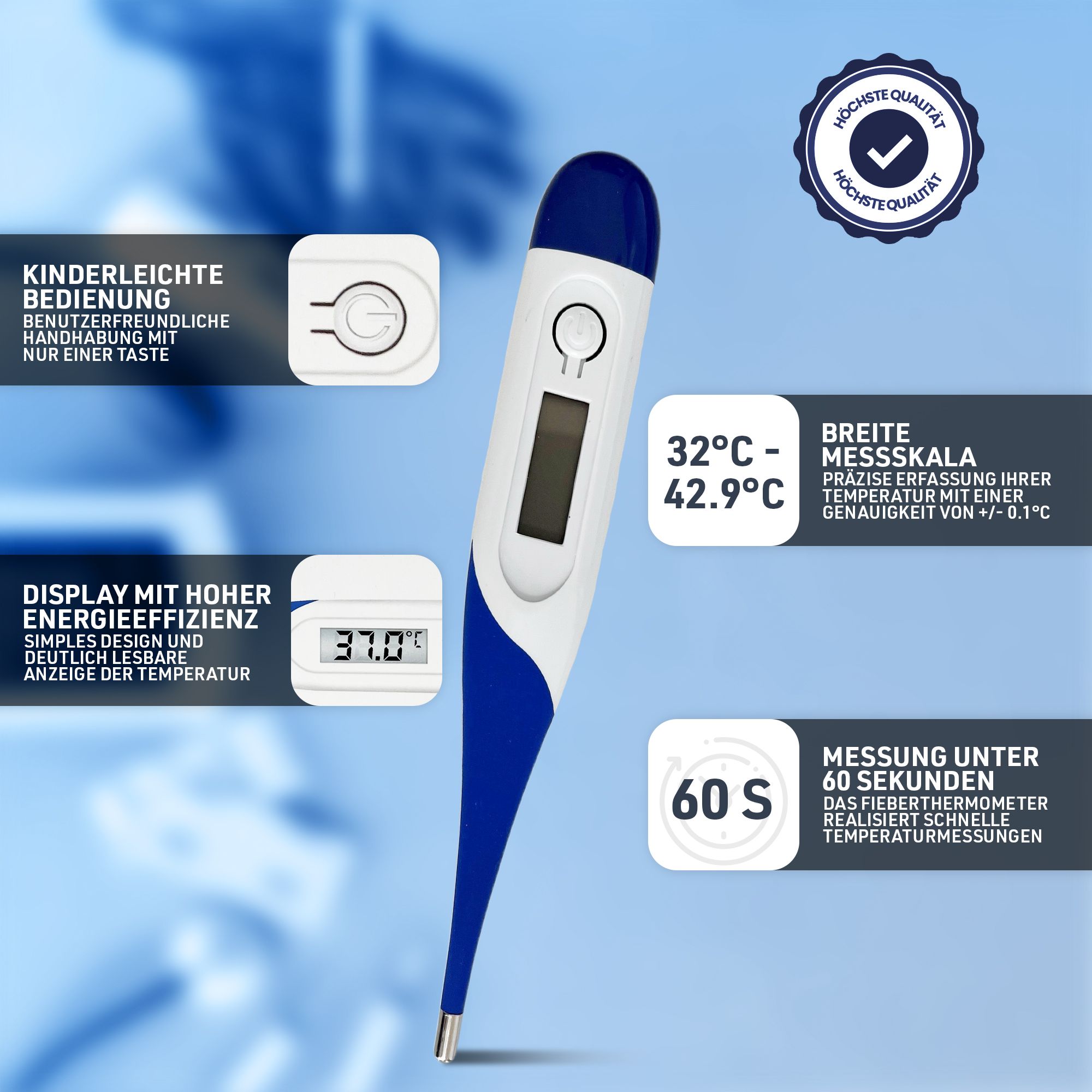 IEA Medical digitales Fieberthermometer mit flexibler Spitze