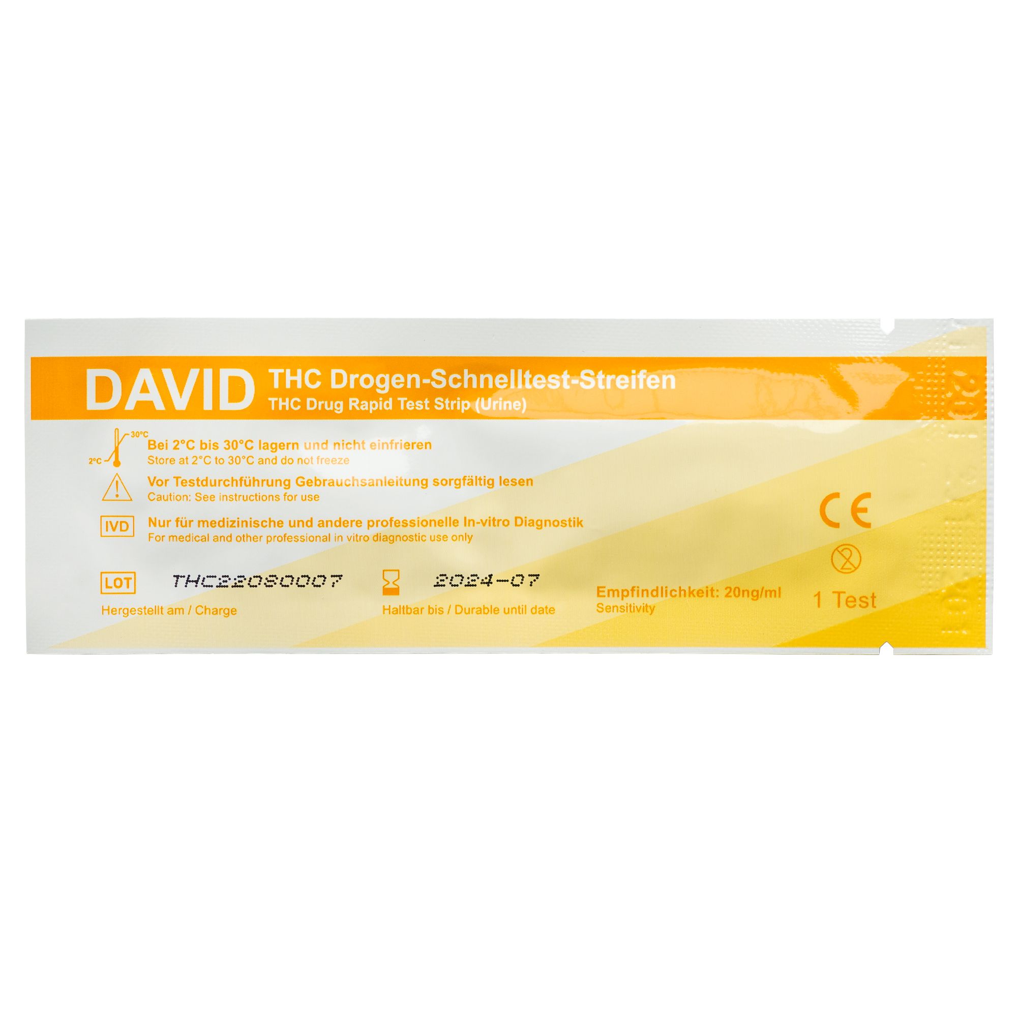 David THC Drogentest Streifen 20ng/ml Cannabis drug test