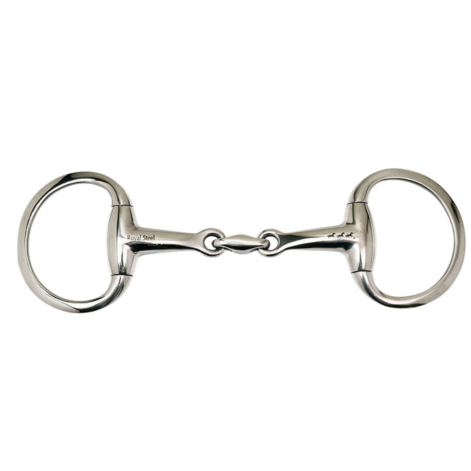 Olivenkopftrense aus Metall. Ringe an den Seiten, Mundstück in der Mitte.