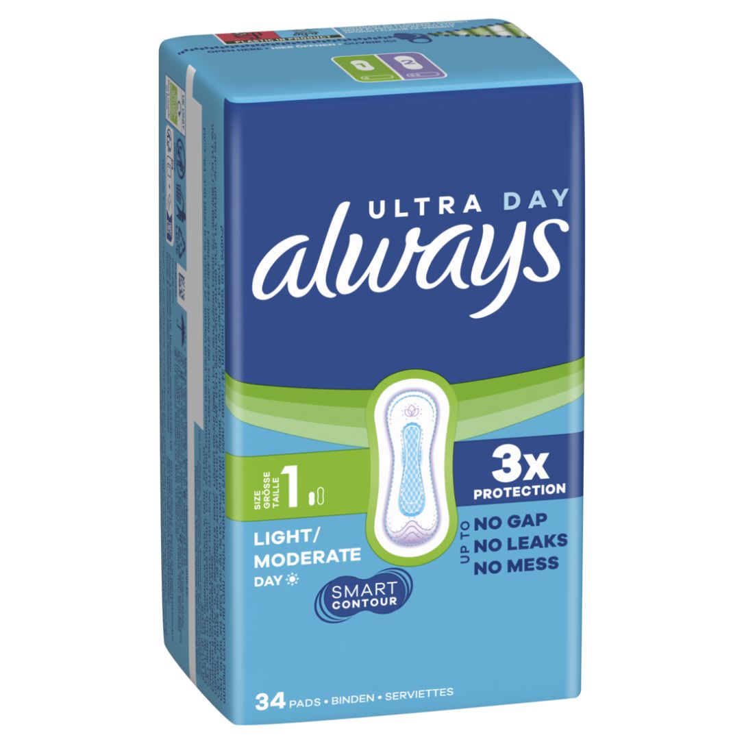 Always Ultra Binden Normal, Größe 1, 34 Stück, 3x Schutz.