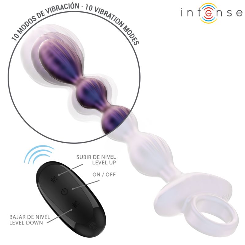 Lila Analstecker mit Fernbedienung. 10 Vibrationsmodi. Fernbedienung mit Ein/Aus-Taste und Pegelregelung.