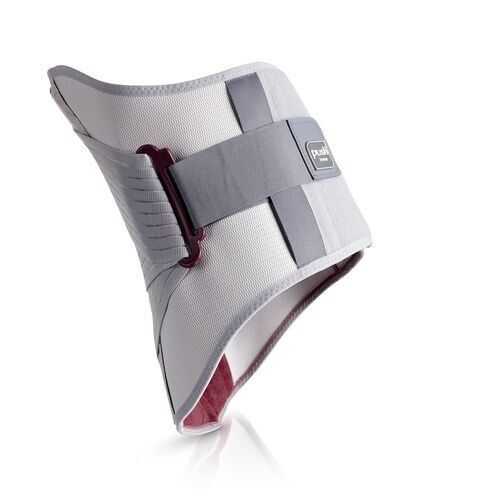 OFA Push Med Lumbalbandage. Beige-graue Bandage mit elastischen Bändern und Klettverschluss. Logo Push.