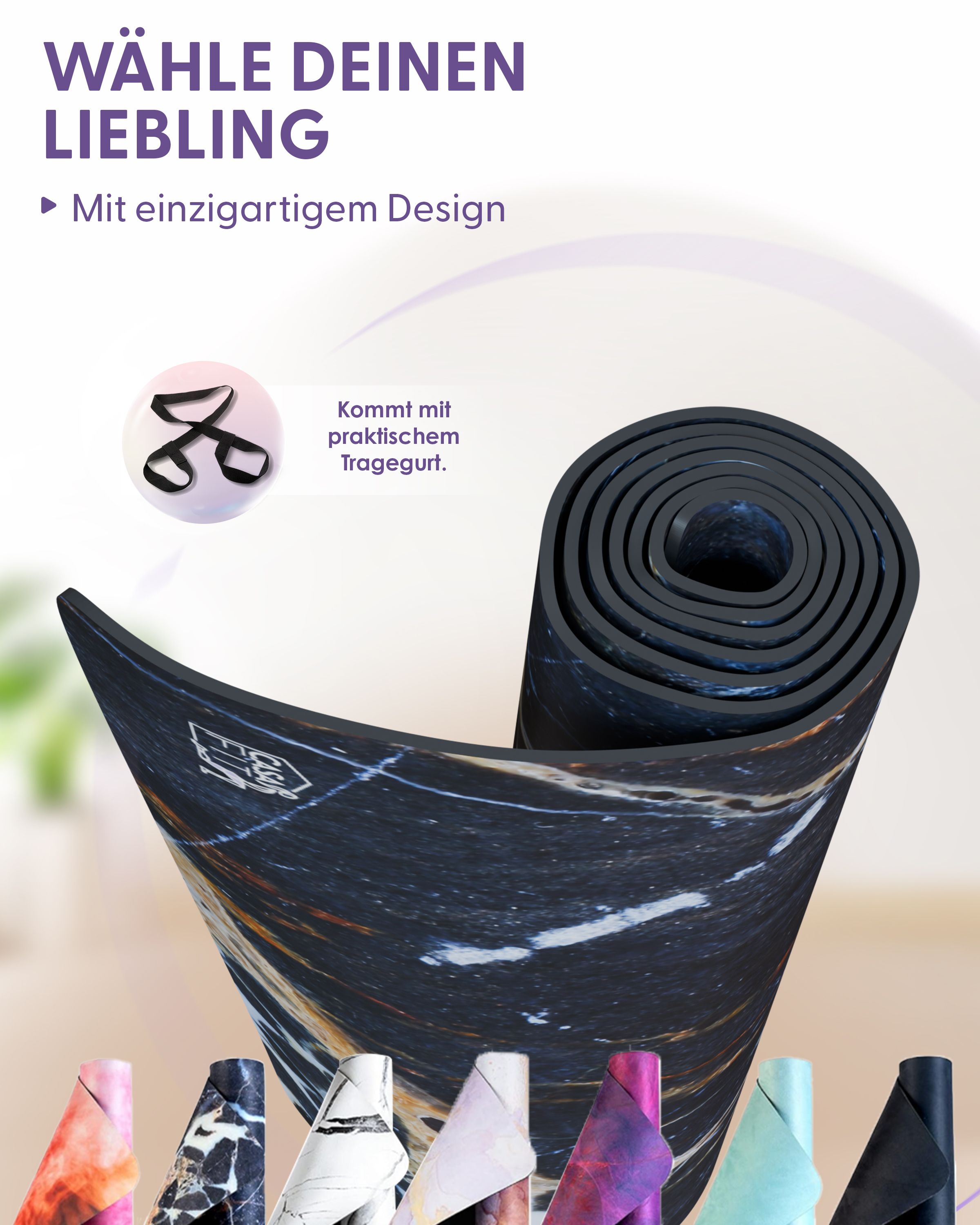 Fitness- & Yogamatte - dark marble