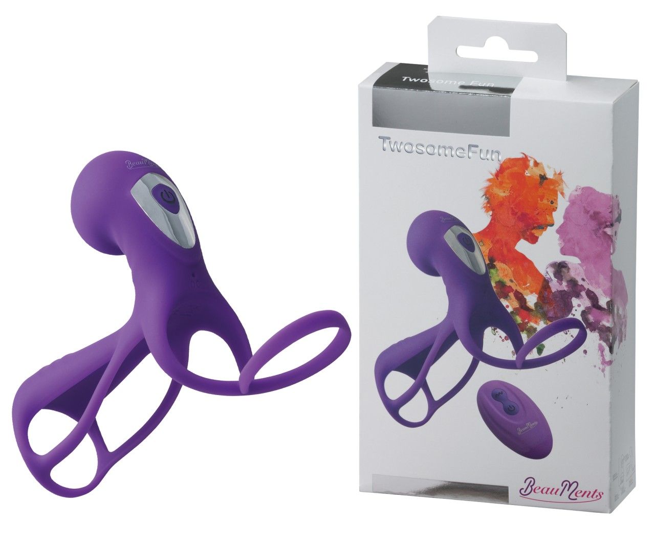 Sextoy und Verpackung. Verpackung mit Aufdruck: TwoSomeFun und BeauMents.