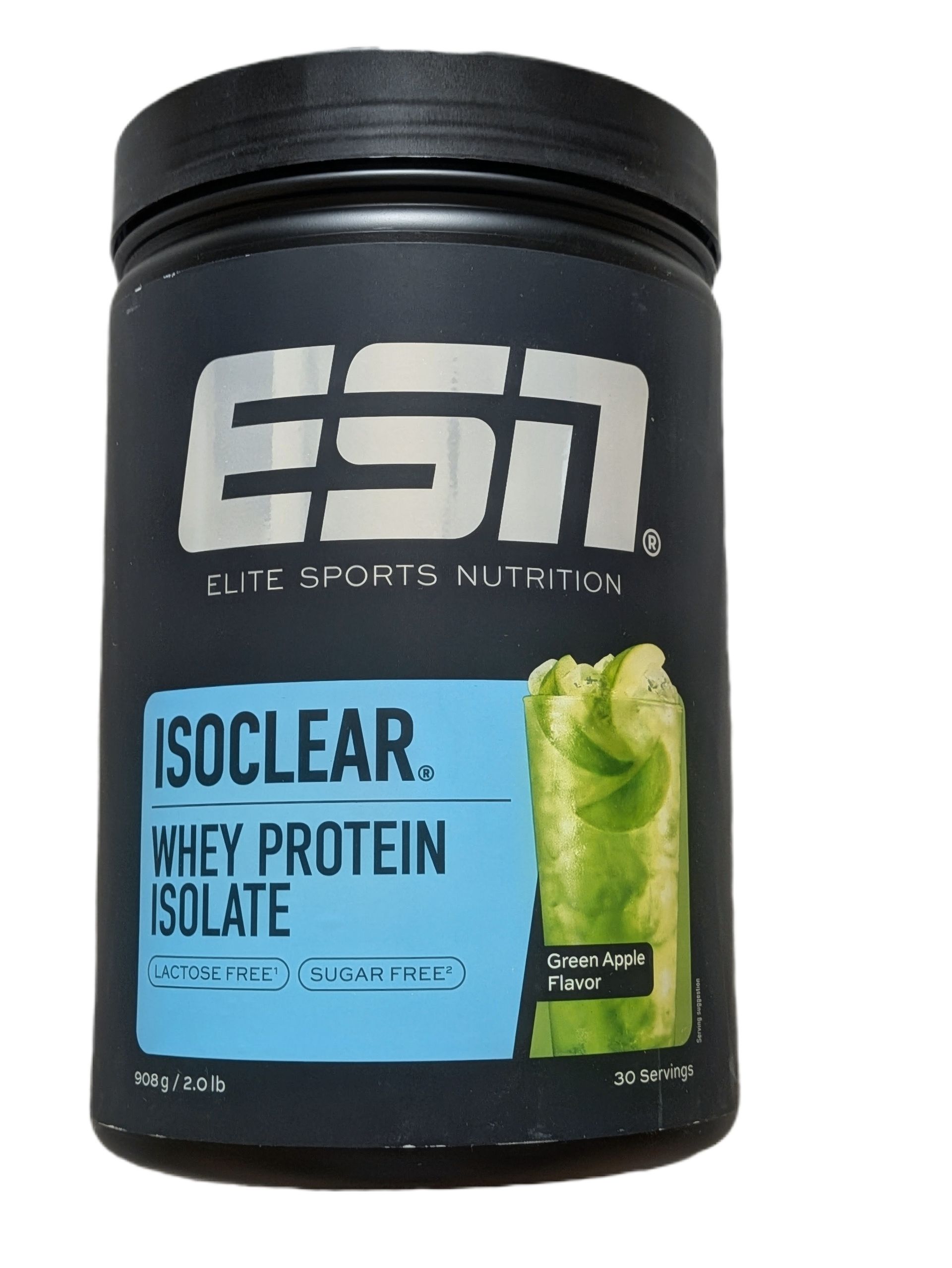 ESN ISOCLEAR Whey Protein Isolate, Grüner Apfel Geschmack. Laktosefrei, zuckerfrei.