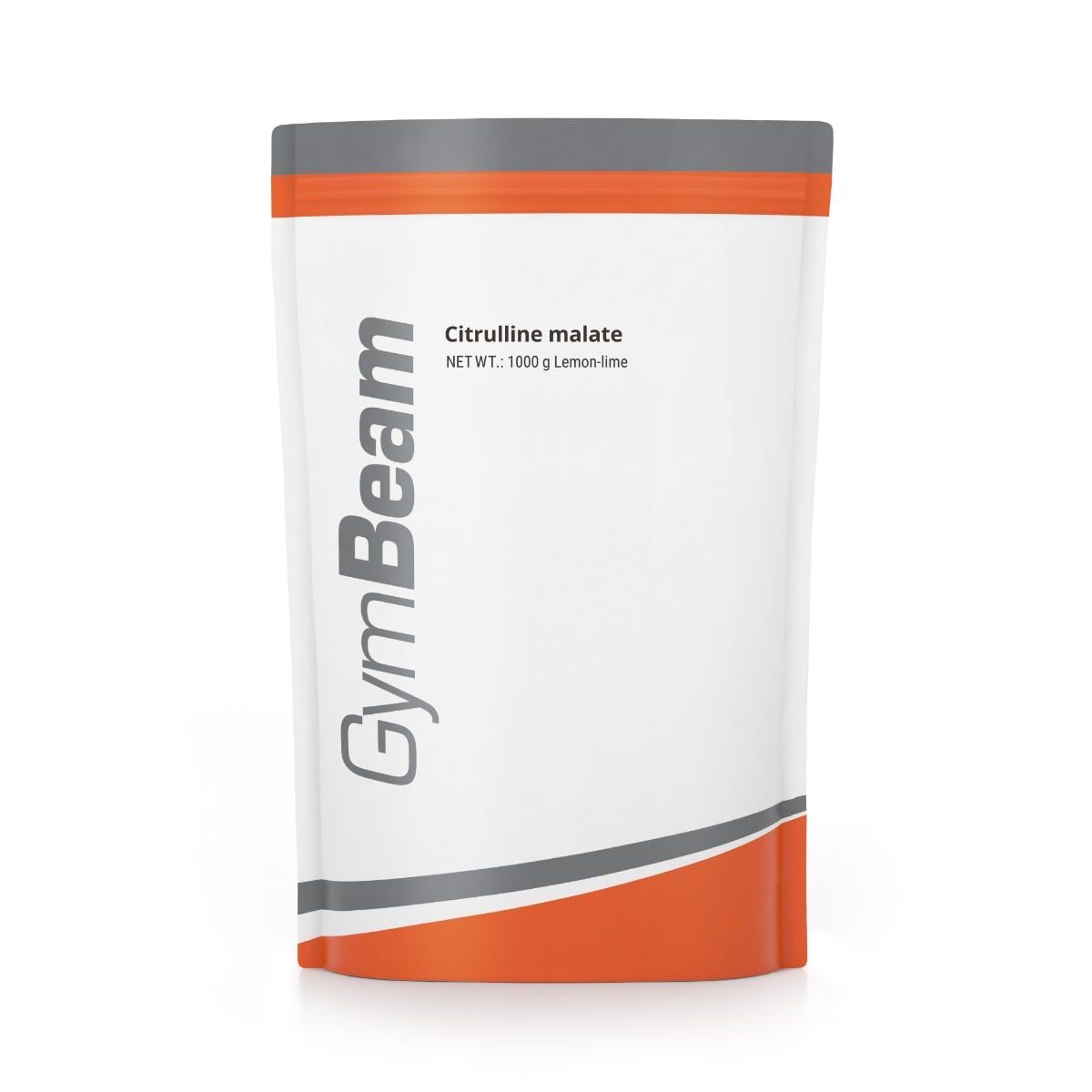 GymBeam Citrullin Malat 2:1 Pulver in weißer Verpackung mit orange-grauen Akzenten. 1000g Zitrone-Limette.