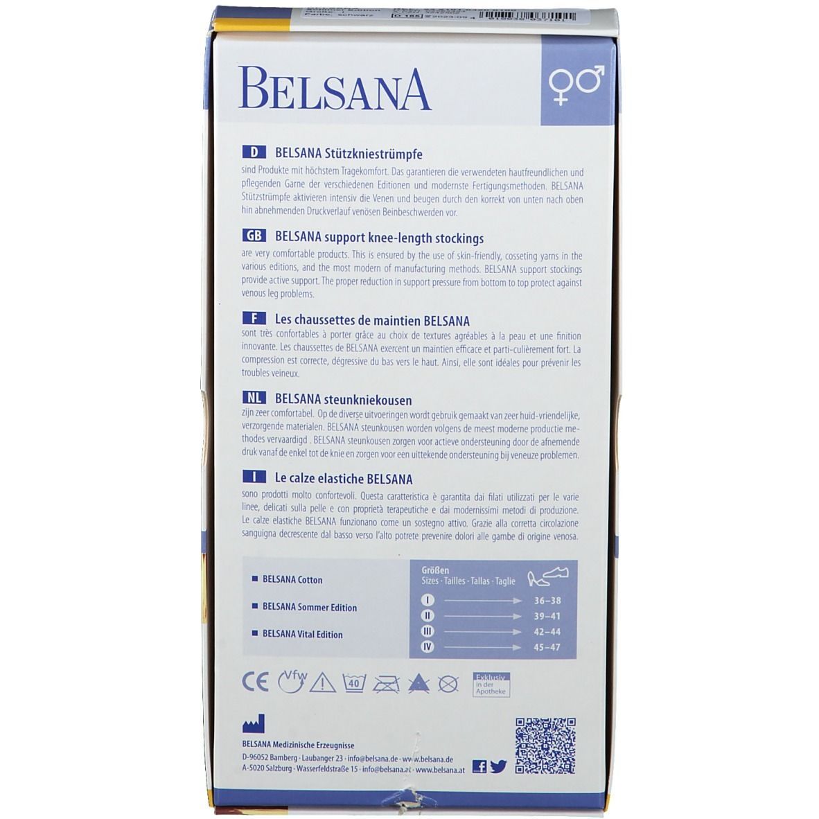 BELSANA Sommer Edt. Stützkniestrumpf Gr. 36-38 Farbe schwarz
