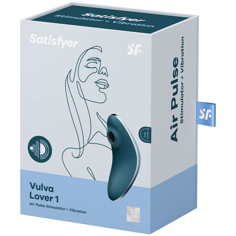 Verpackung von Satisfyer. Produktname: Vulva Lover 1. Air Pulse + Vibration.