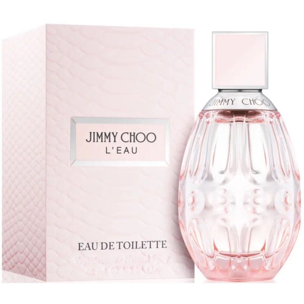 Rosa Verpackung und Flakon. Verpackung mit Aufschrift: JIMMY CHOO L'EAU, Eau de Toilette.