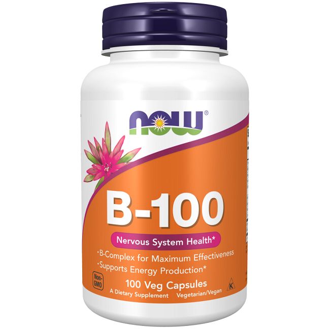 Now Foods B-100 Komplex Kapseln für das Nervensystem. Enthält 100 Veg-Kapseln.