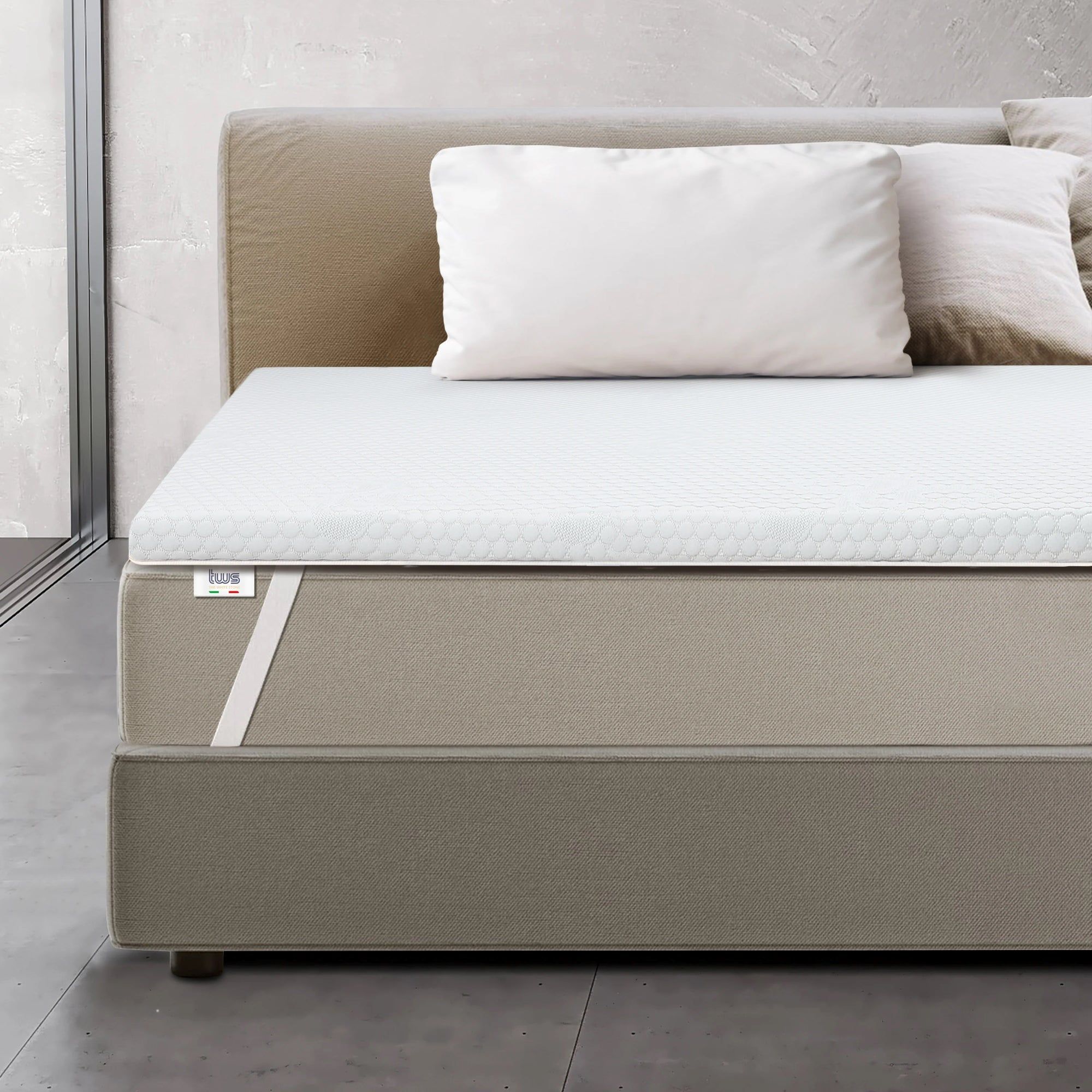 The White Stone Topper aus viskoelastischem Schaum 135 x 190 cm | Matratzenauflage 6 cm