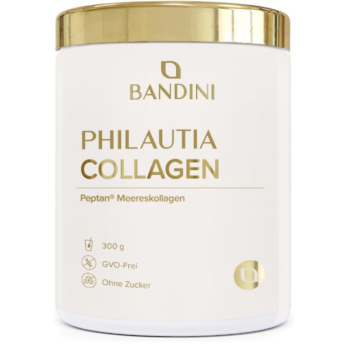 Bandini Philautia Collagen Dose. 300g Pulver. Natürliche Formel, ohne Zusatzstoffe, hochwertige Zutaten.