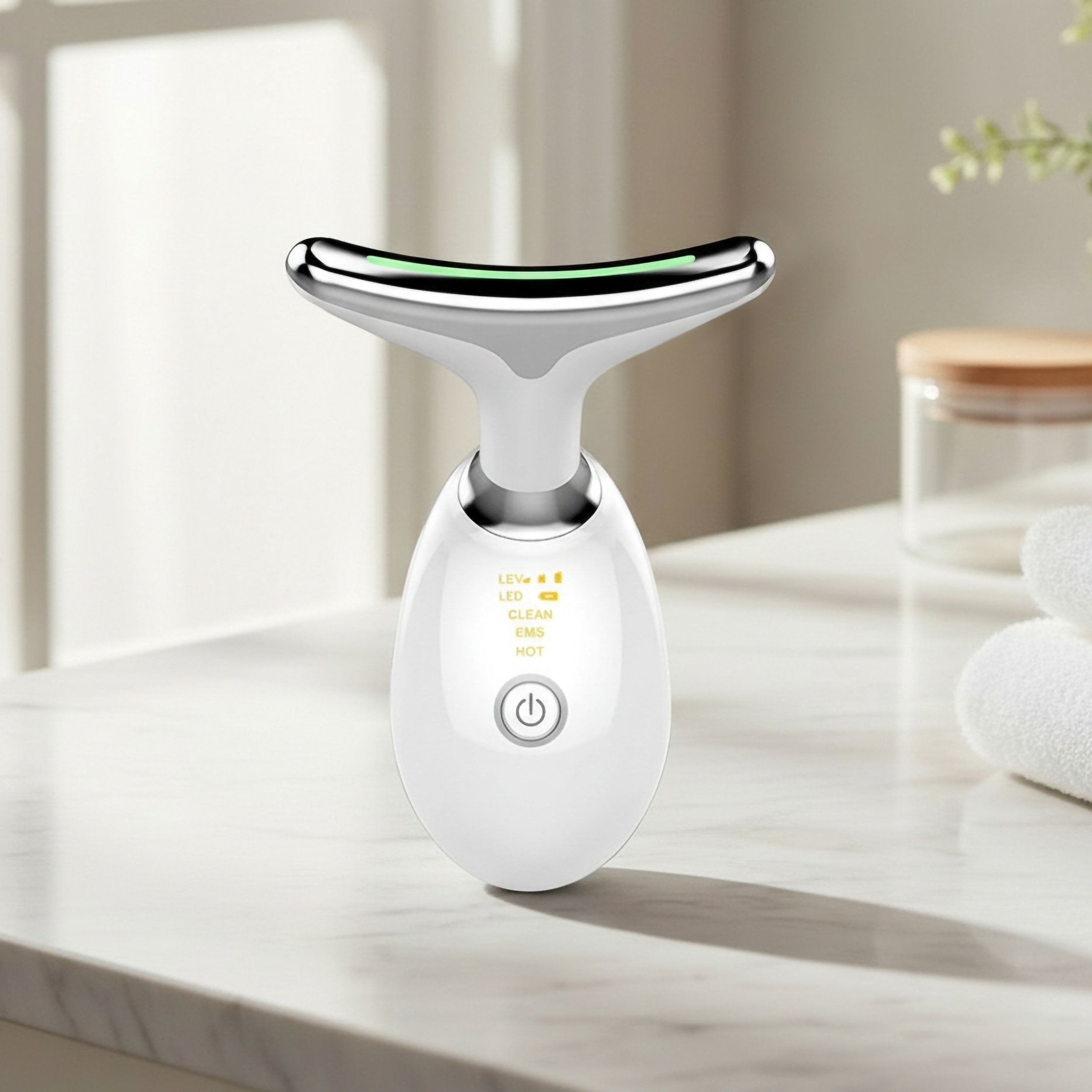 EMS- & LED-Gesichtsreinigungsgerät – Positive/Negative Ionen, Anti-Aging, Straffend & Wärme