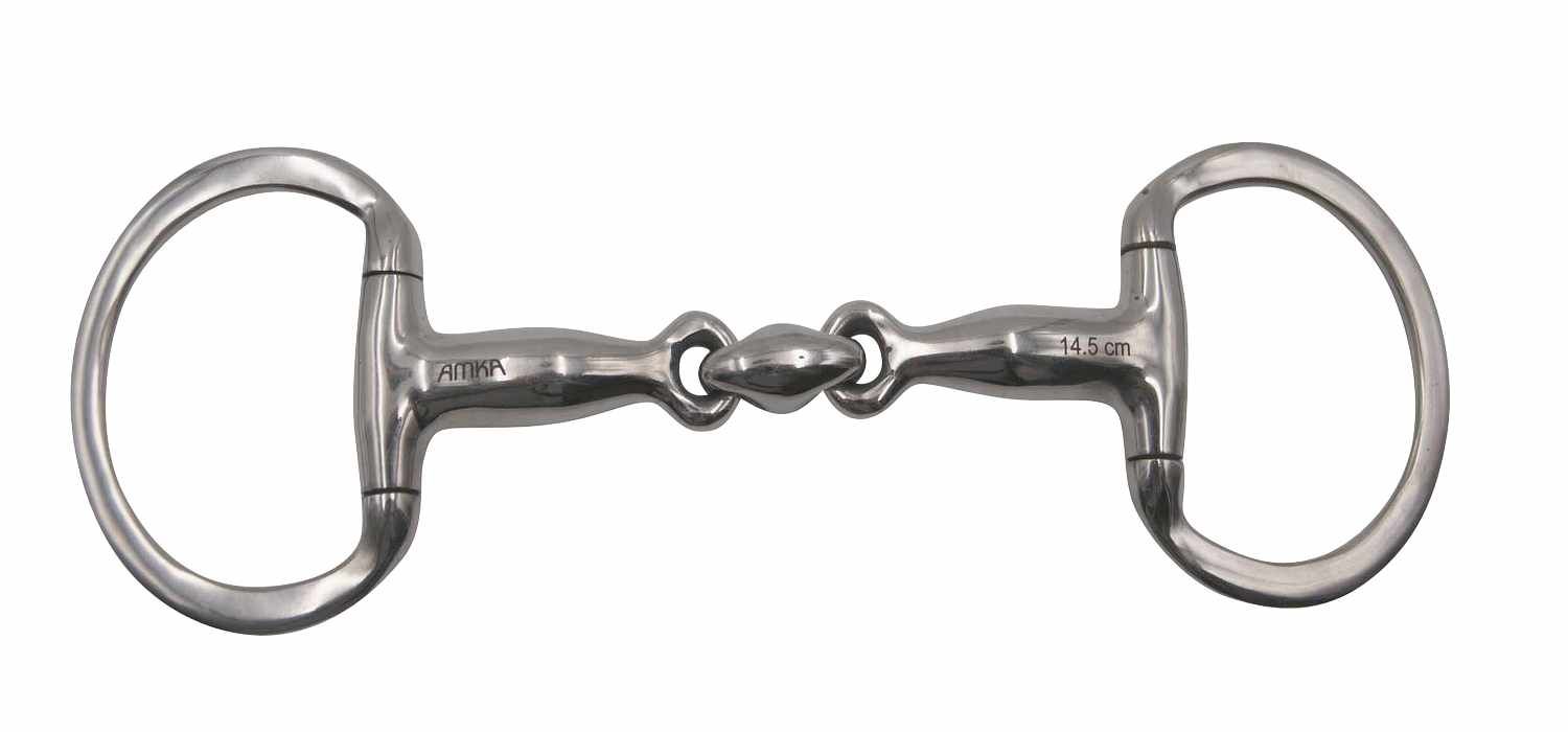 Doppelt gebrochene Trense aus Metall.