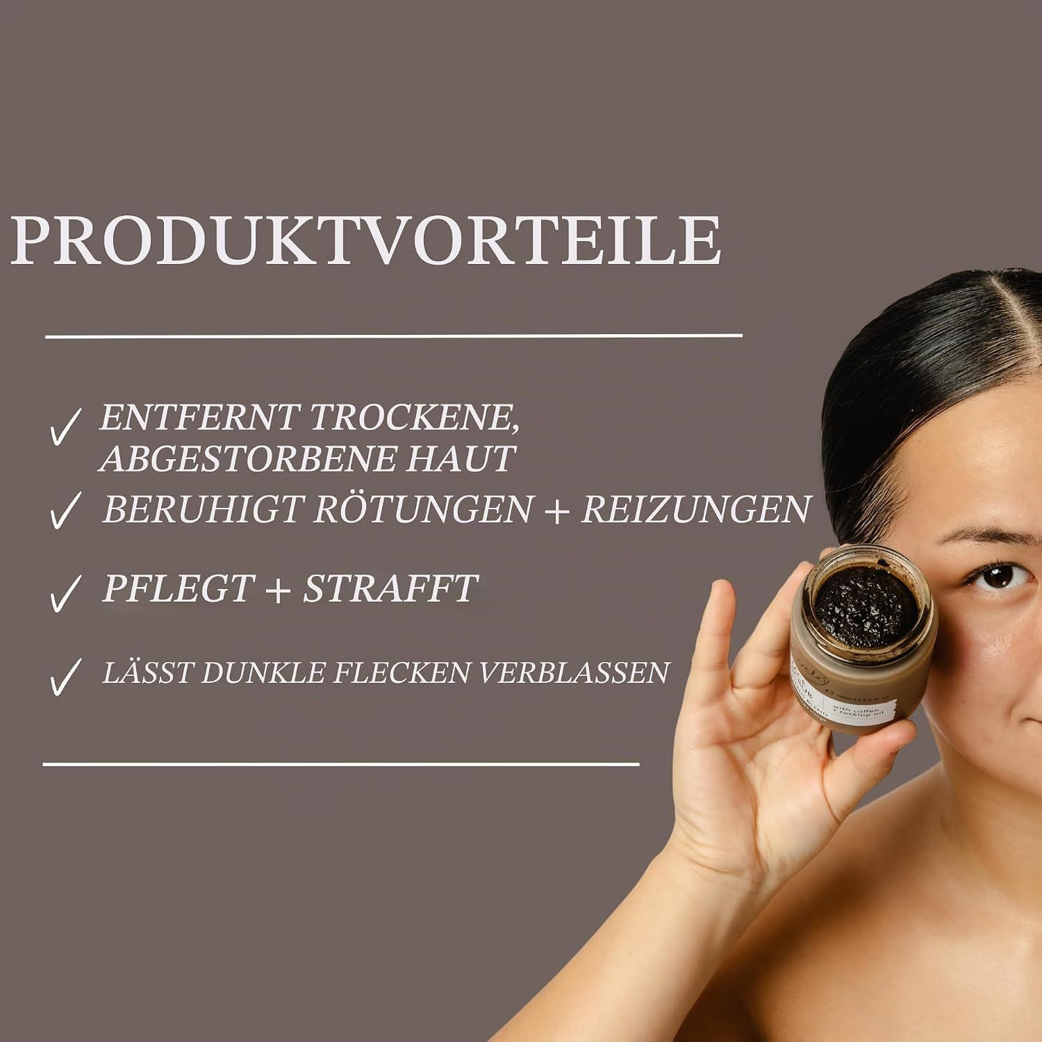 Produktvorteile: Entfernt Hautschüppchen, beruhigt Rötungen, pflegt.