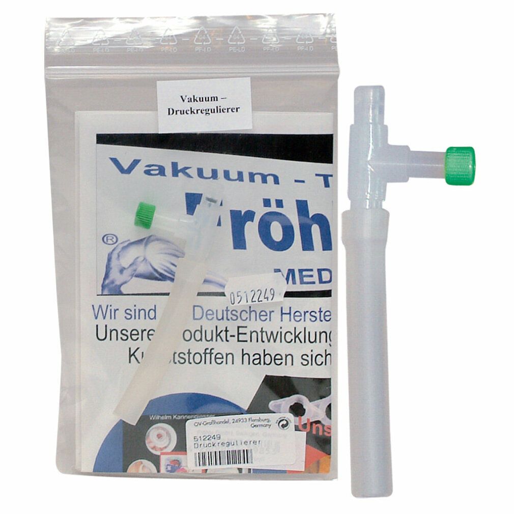 Fröhle SP001 Ventil und Anleitung in Plastikbeutel, mit Kartonverpackung daneben.