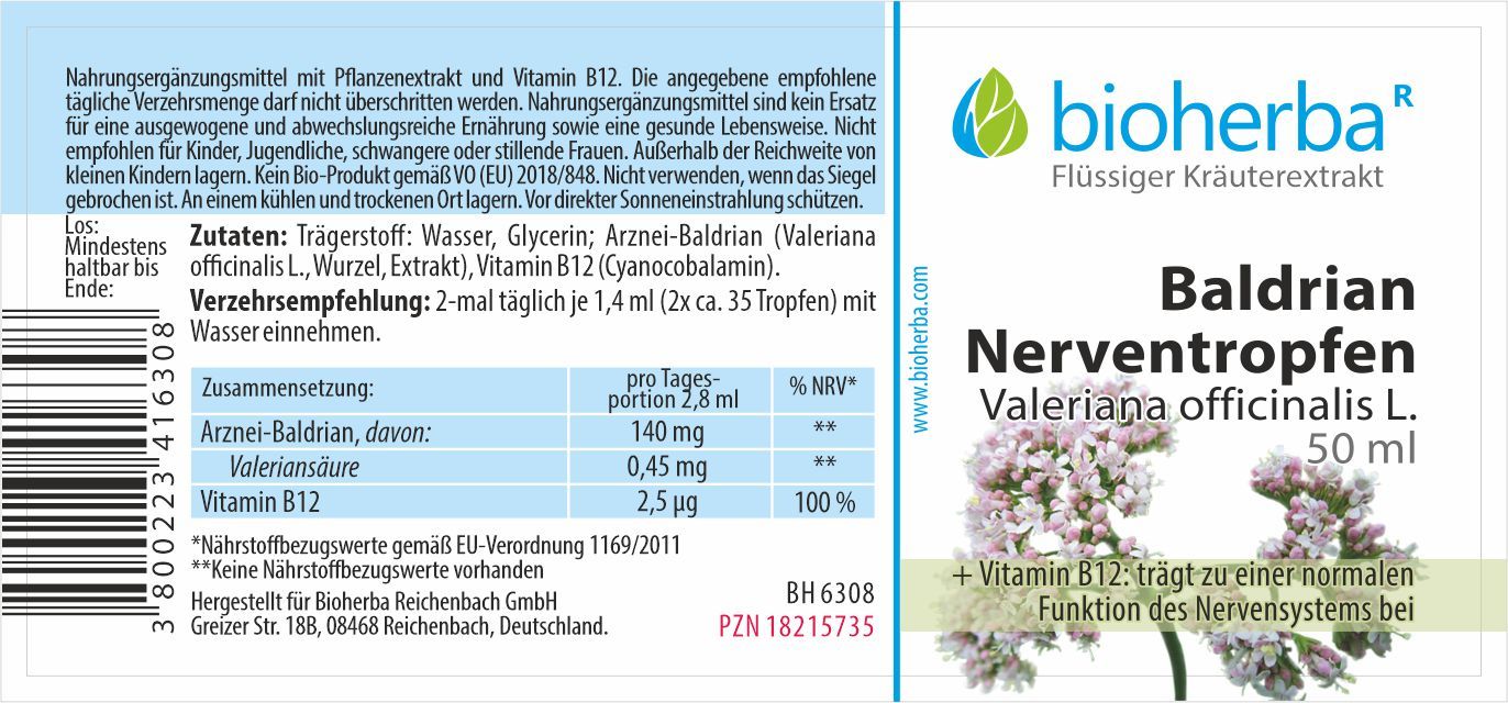 Bioherba Baldrian Nerventropfen Tinktur Extrakt
