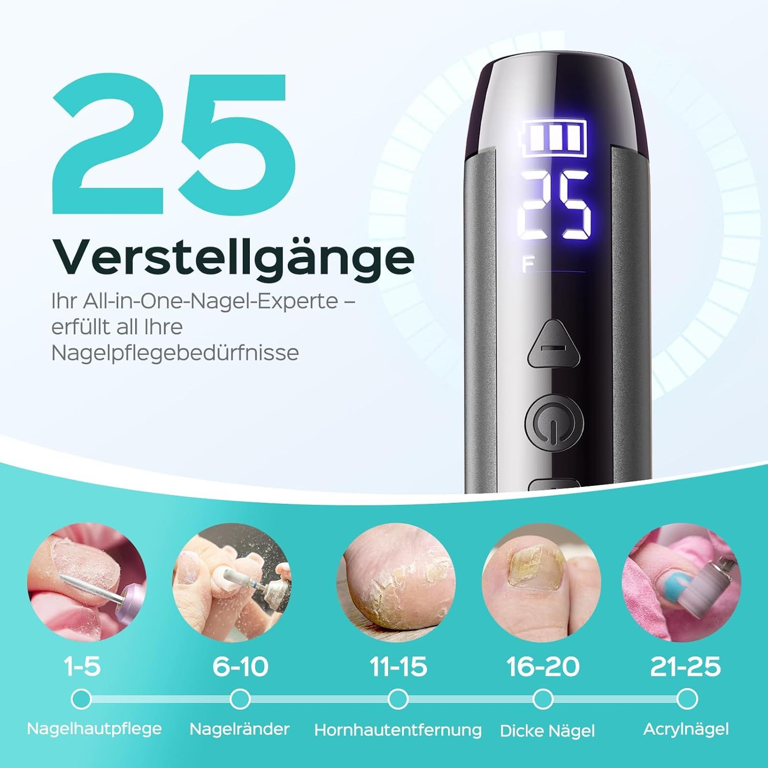 COSLUS Kabellos Tragbar Elektrischer Nagelfräser
