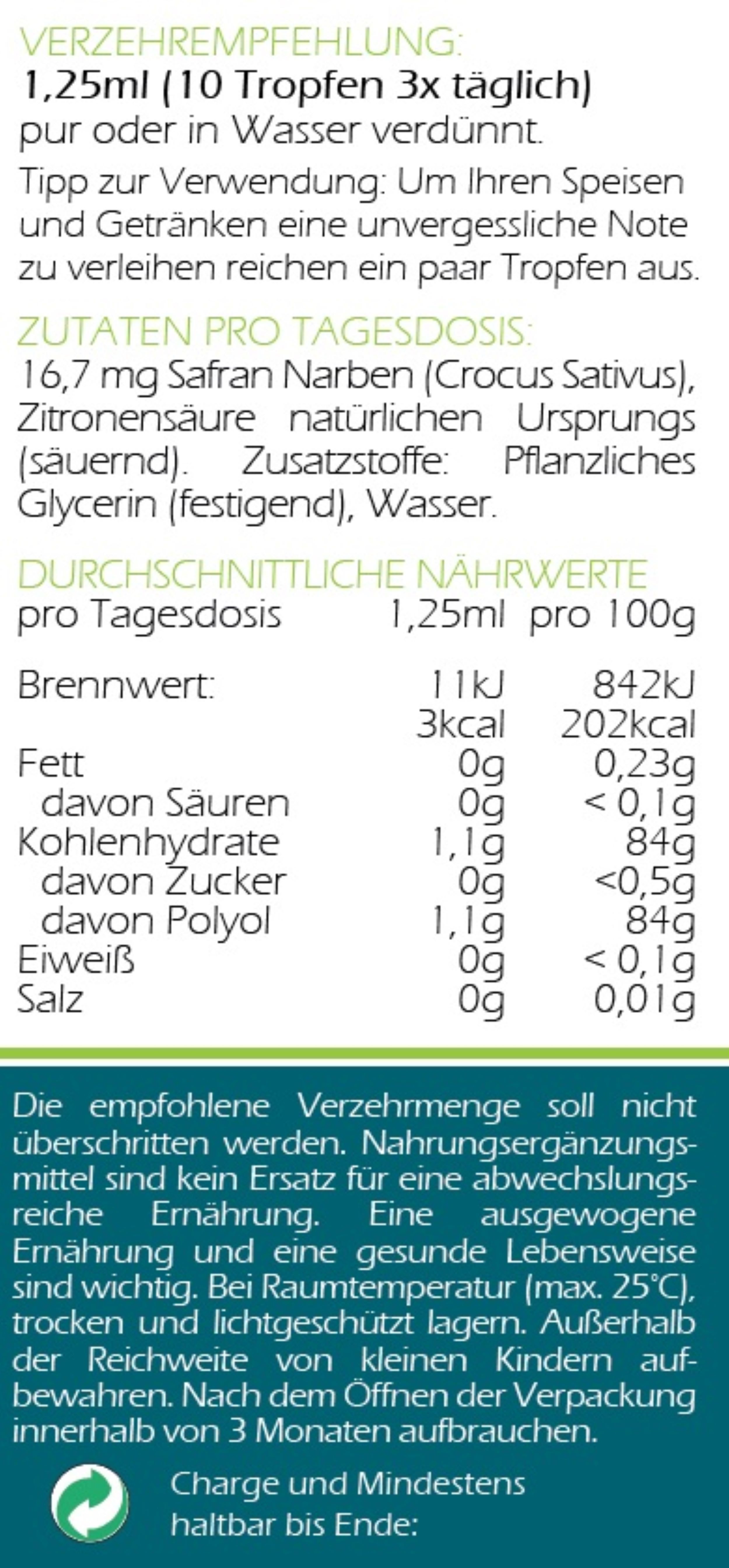 Vitalsee SAFRAN EXTRAKT opus magnum Elixier