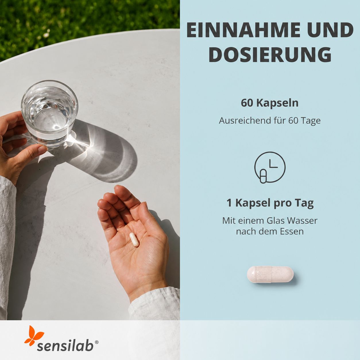 Sensilab Moroslim 400 Flasche und Kapsel. Einnahme: 1 Kapsel nach dem Essen.