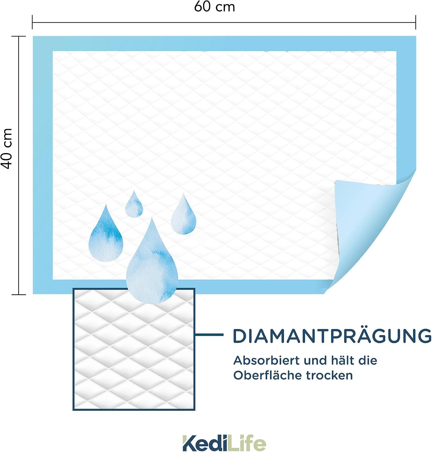KediLife Einweg-Wickelunterlagen für Neugeborene 40x60