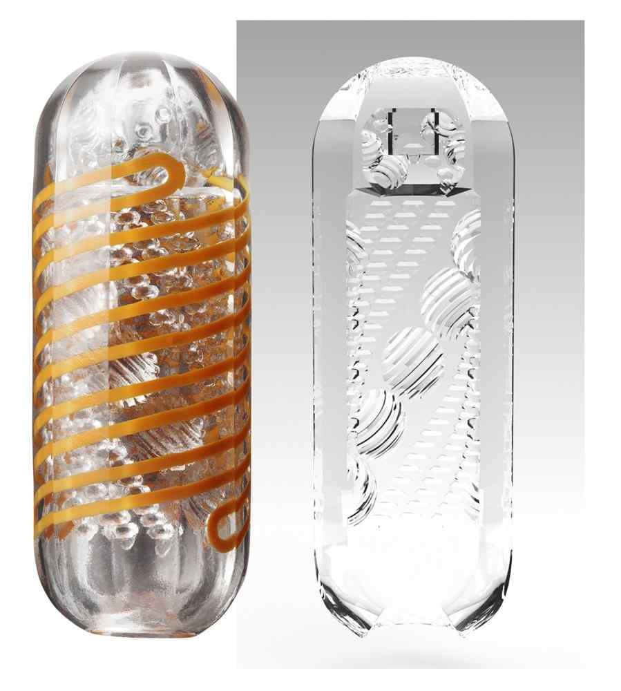 TENGA Spinner Beads 05: Vorderansicht des Produkts und schematische Darstellung der inneren Struktur.